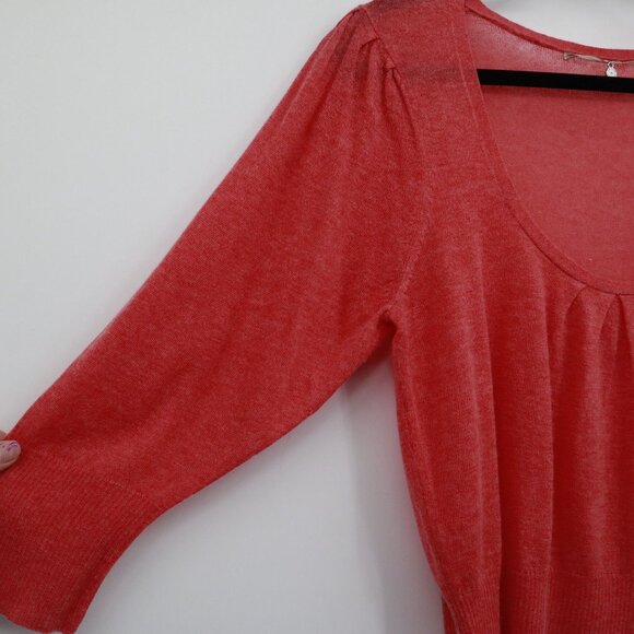 Knitted & Knotted Wool Alpaca Sweater Womens M Coral Soft Girl Coquette Romantic - Picture 7 of 16